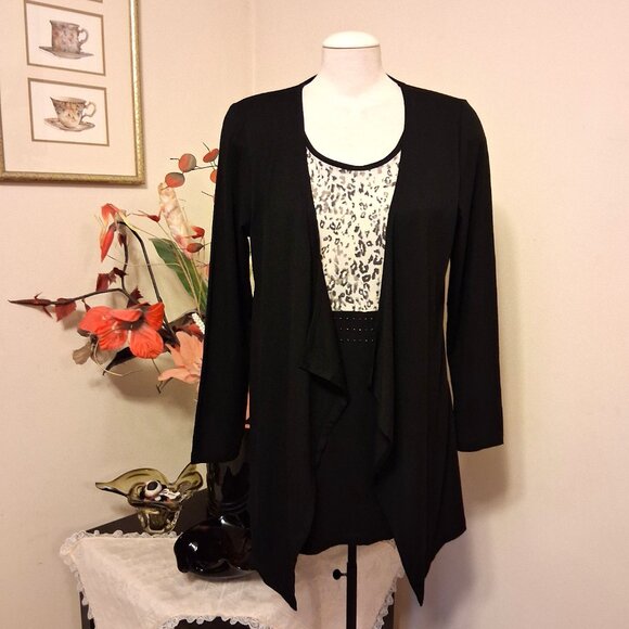 NWT gollehaug collection Women's Black Blouse Long Sleeve Top Size 12 - Picture 4 of 11